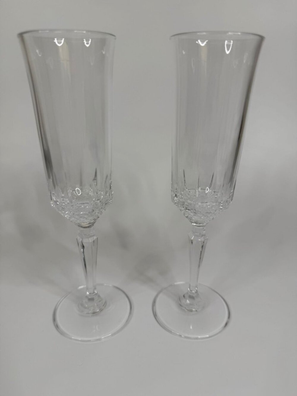 Vintage St. George Crystal American Heritage Champagne Flutes, 8.25", Set of 2